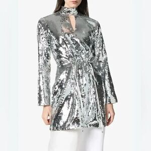 TIBI Avril cutout sequined twill mini dress size M $797
